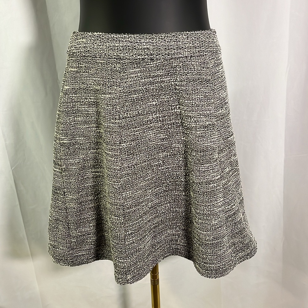 NWT LOFT Black White & Purple Boucle Tweed A-Line Mini Swing Skirt